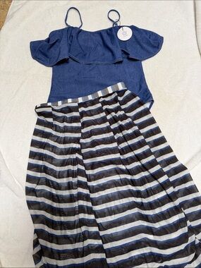 New with tags -Denim look one piece swim suit with skirt cover up